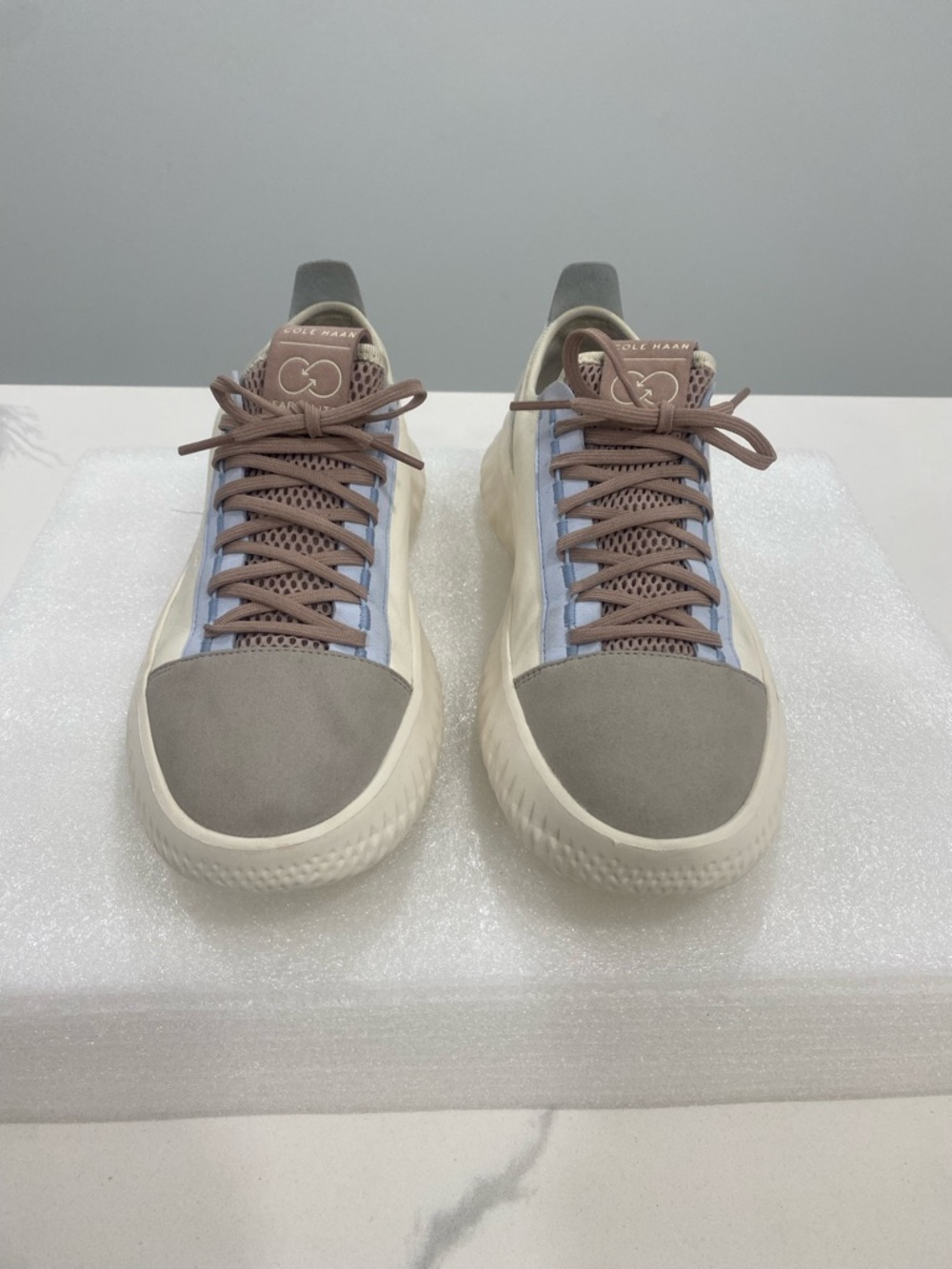 Cole Haan Taupe and Light Blue Low-Top Sneakers